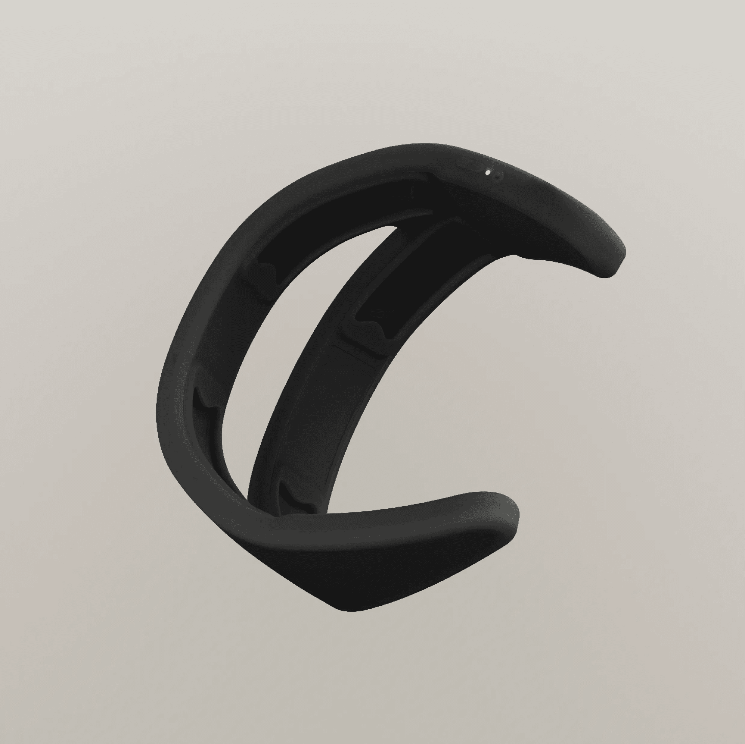 Hands setting up the Lutea device with solution bottle